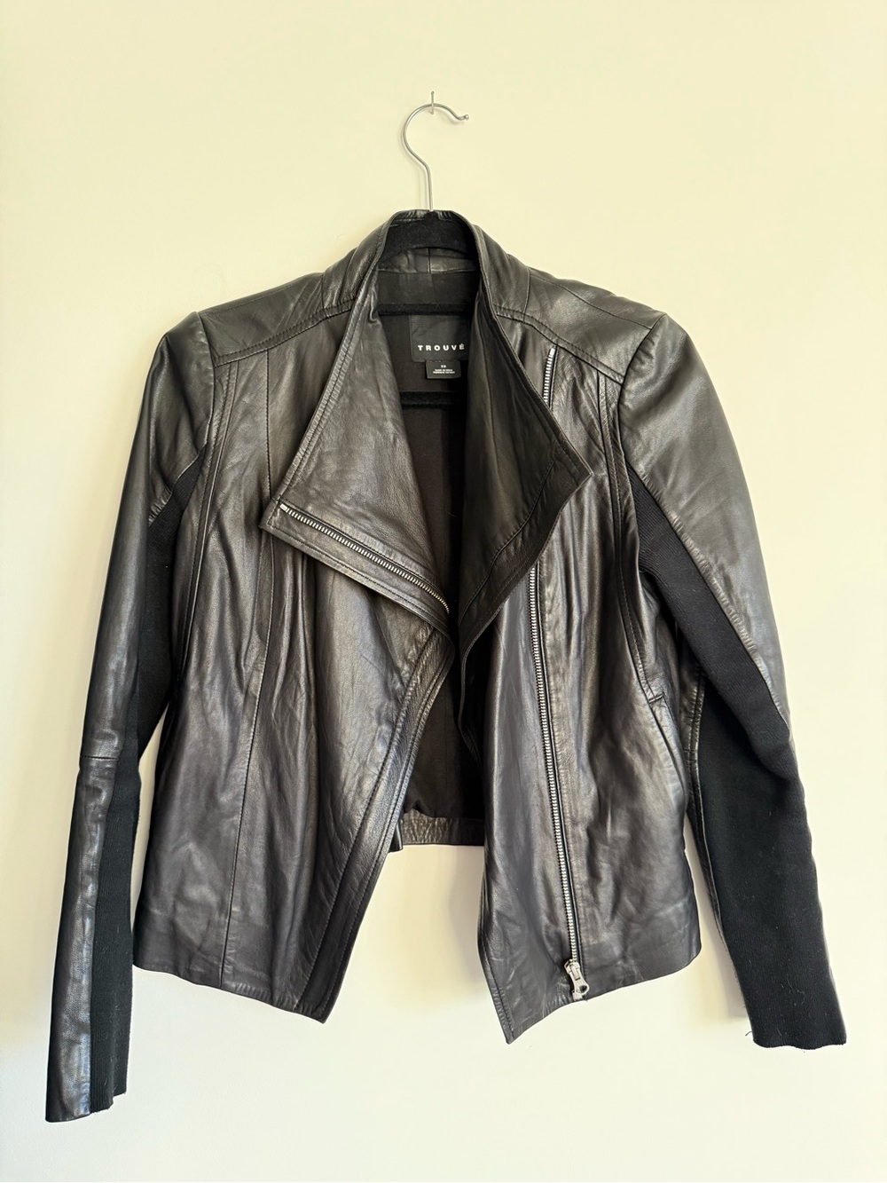 Black Leather Moto Jacket - Women's